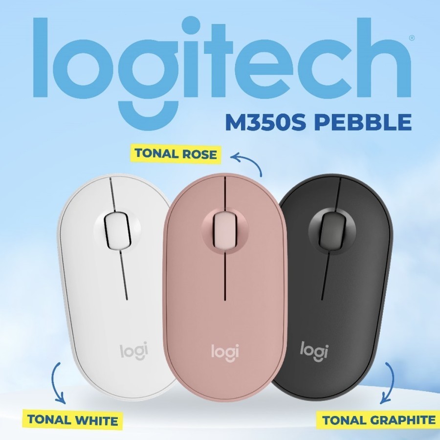 Logitech Pebble M350s Modern, Slim, and Silent Bluetooth Mouse -Tonal Graphite